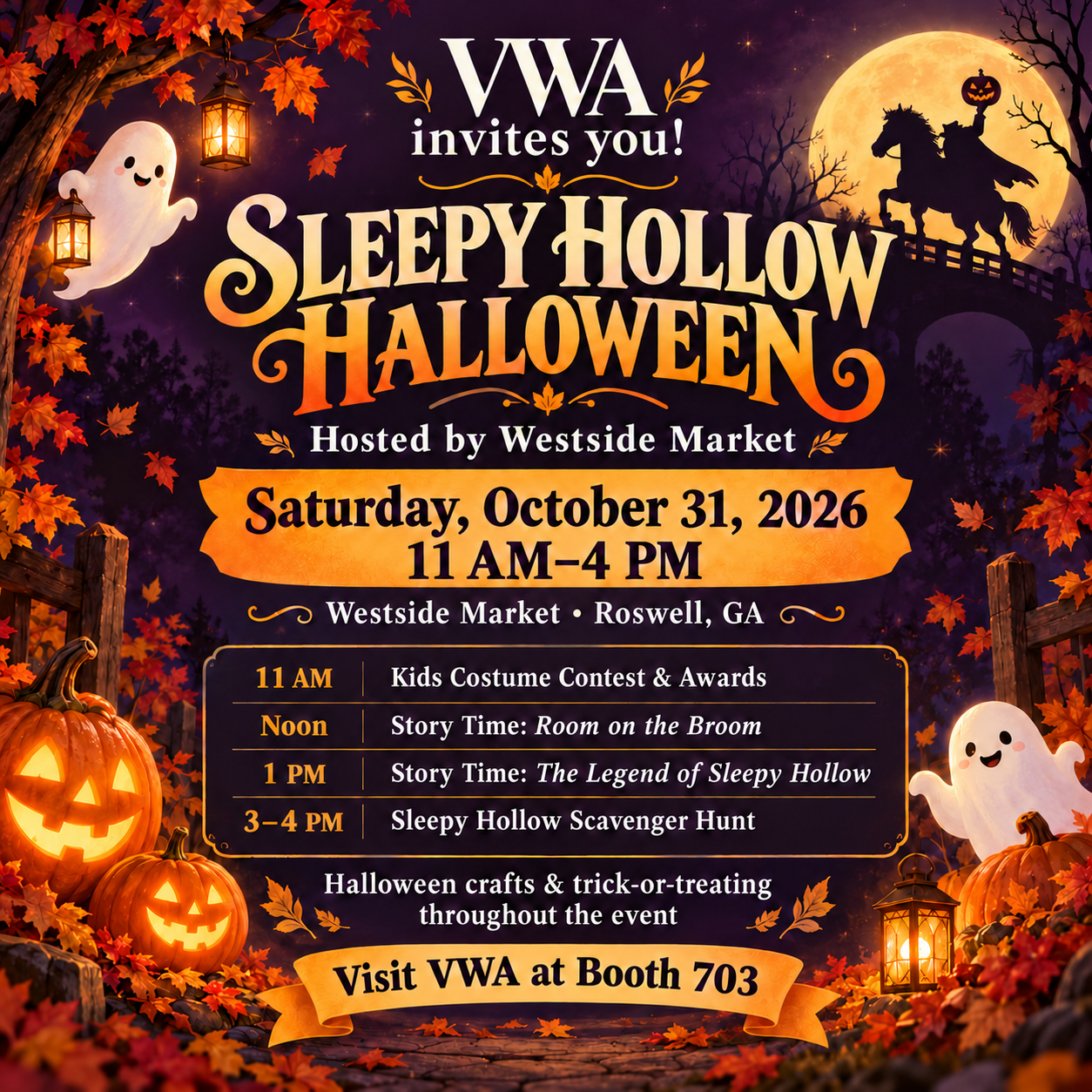 Sleepy Hollow Halloween at Westside Market | Visit VWA Booth 703